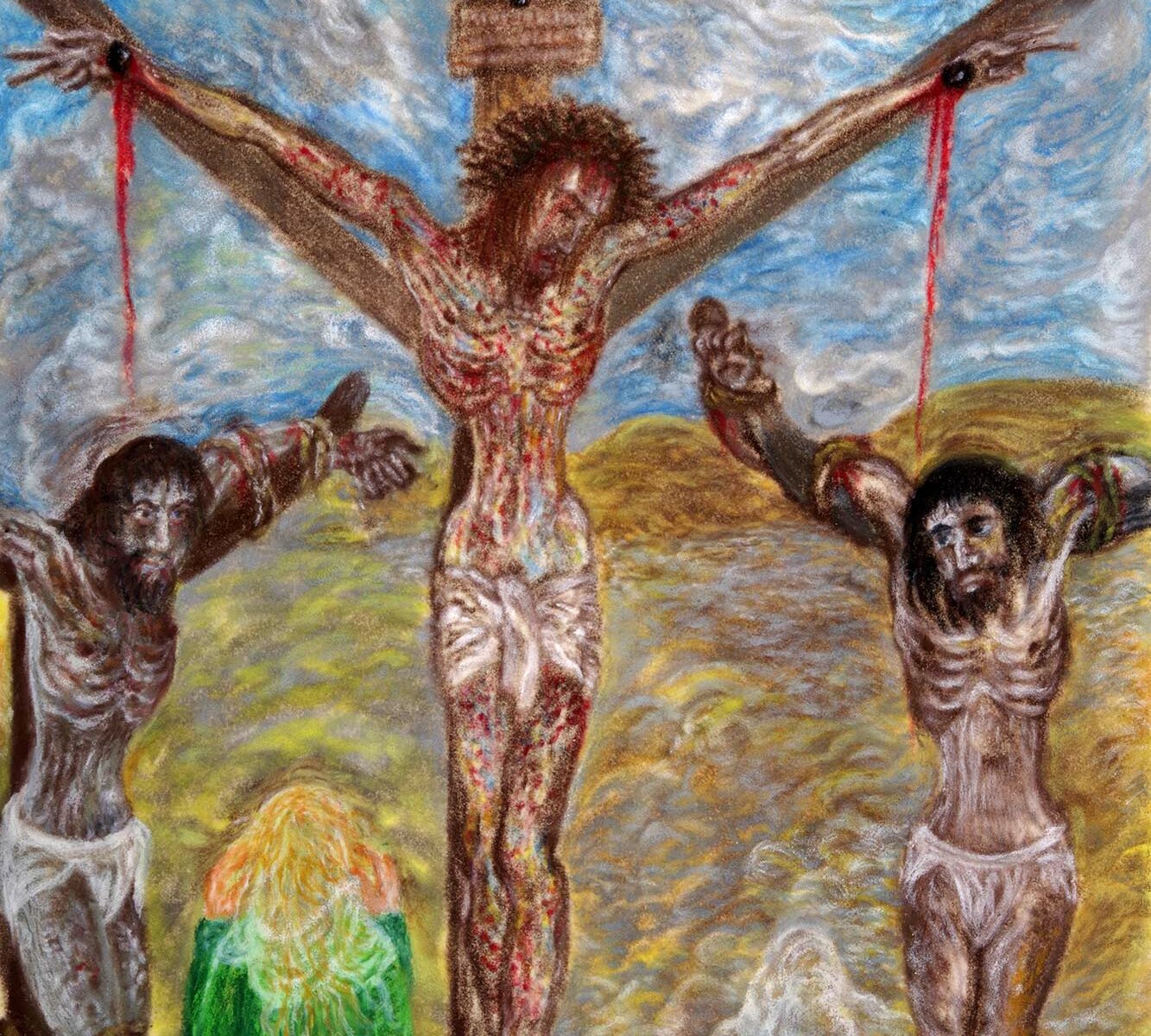 Gemälde: Kreuzigung nach A.K. Emmerich, 1984, Ölpastell