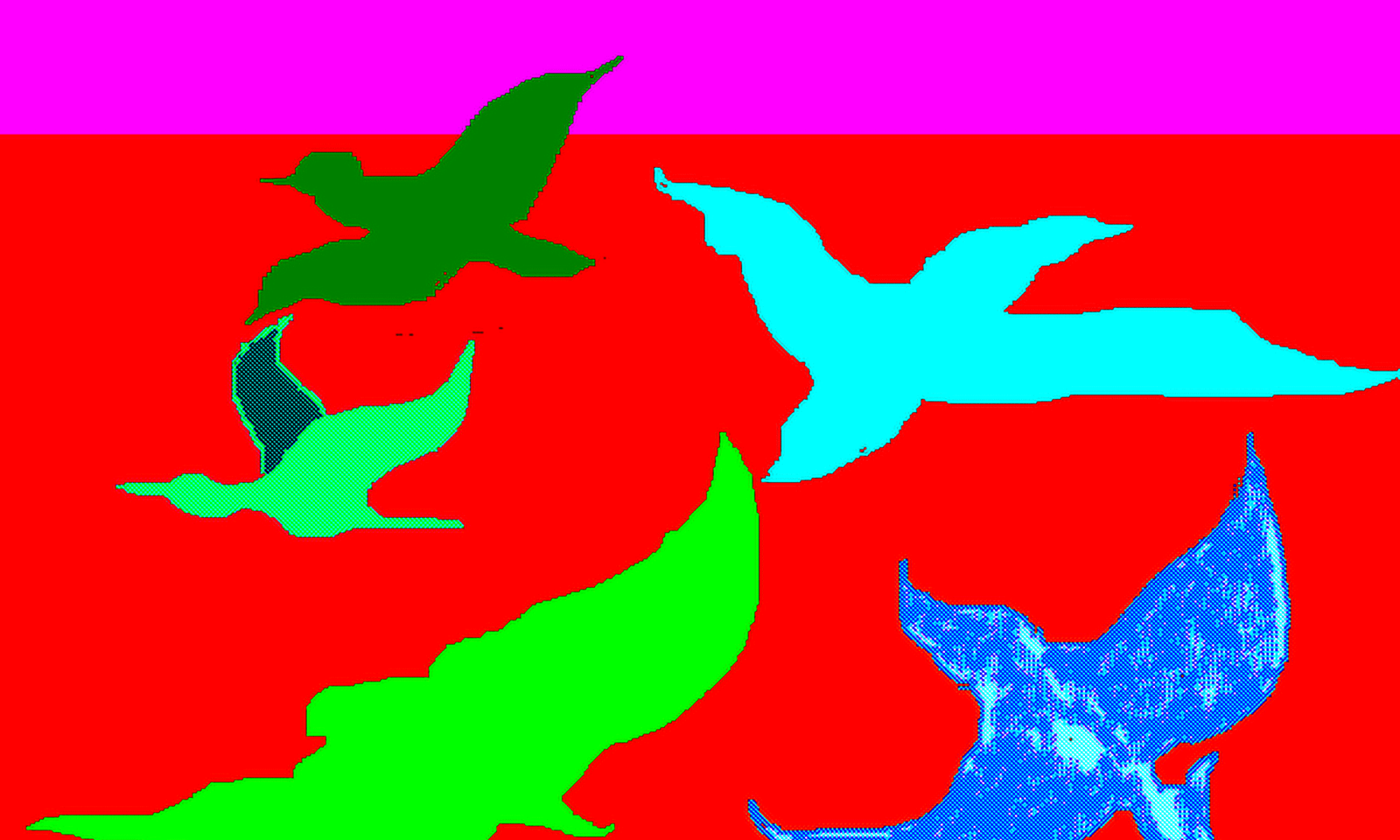 Vögel, 1997, Computer-Paint-brush-Programm