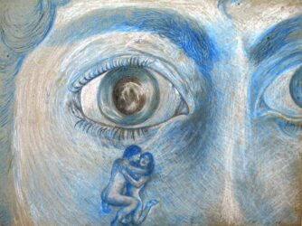 Der Augenschein, 1978, Buntfarbstift auf Pappe