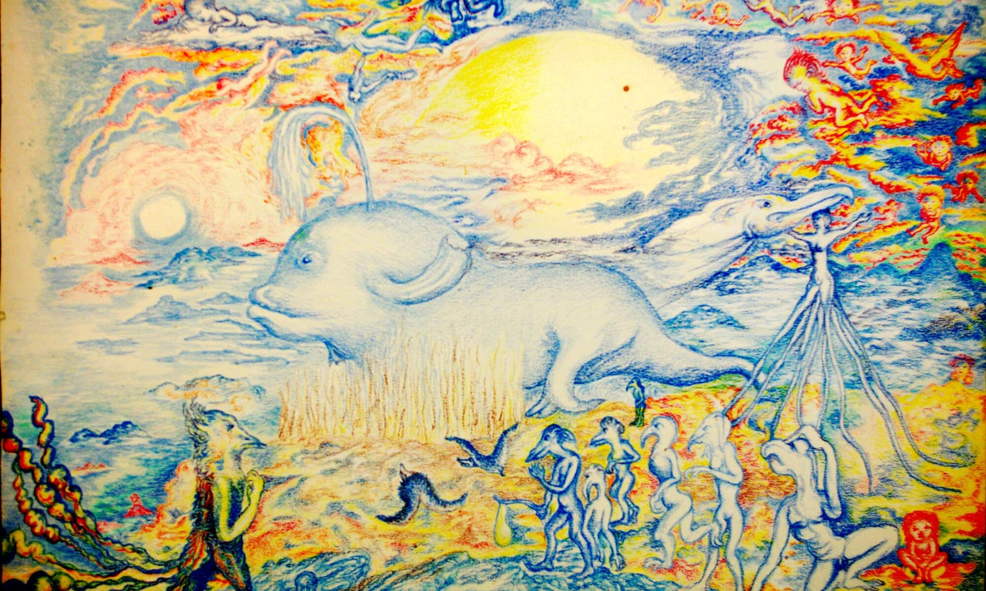 Surreale Landschaft, 1982, Buntfarbstift auf Zeichenpappe