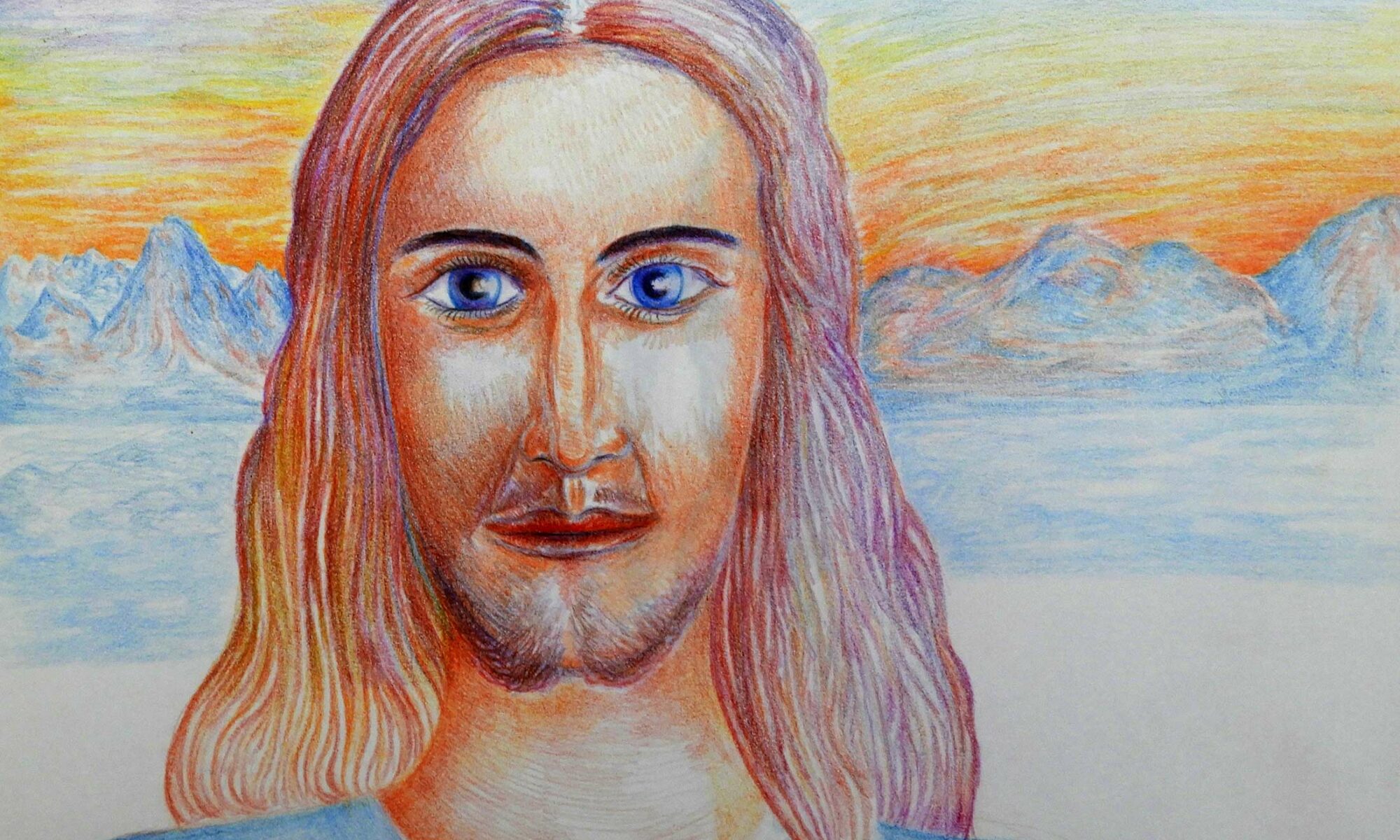 Jesus zu Beginn seiner zwanziger Jahre, 1997, Buntfarbstiftzeichnung